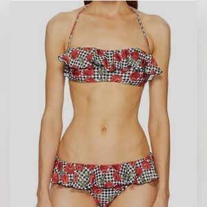 Stylish Black and Red Ruffled Bikini